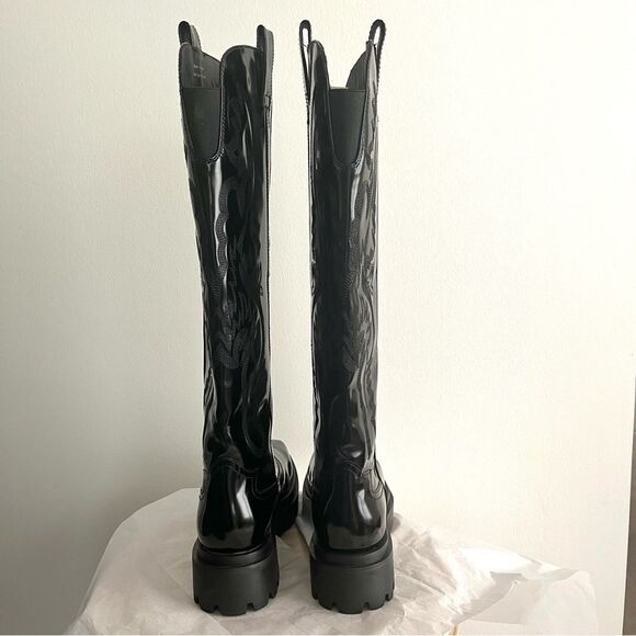 Jeffrey Campbell Night Ride Western Lug Sole Black Knee High Boots Size 9 NWOB - Picture 6 of 13